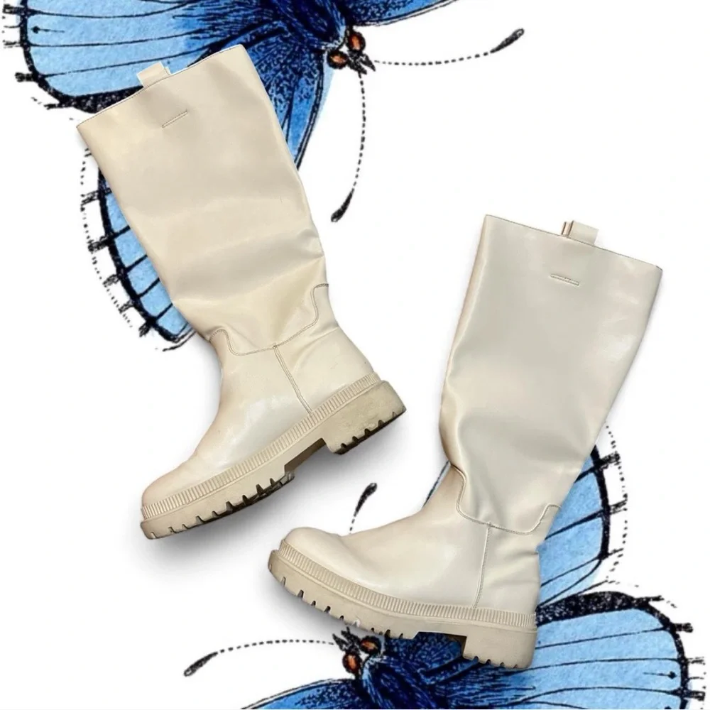 Elegant Cream Knee-High Women's Boots Size 41 - Picture 4 of 8